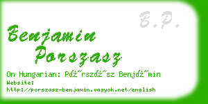 benjamin porszasz business card